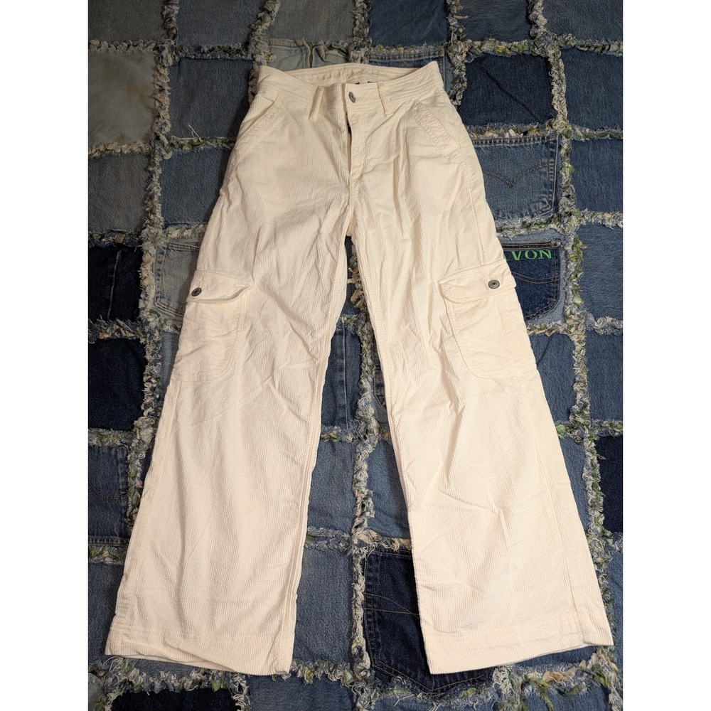 American Eagle Cargo Pants Cream High Rise Corduroy Size‎ 00 25x26
